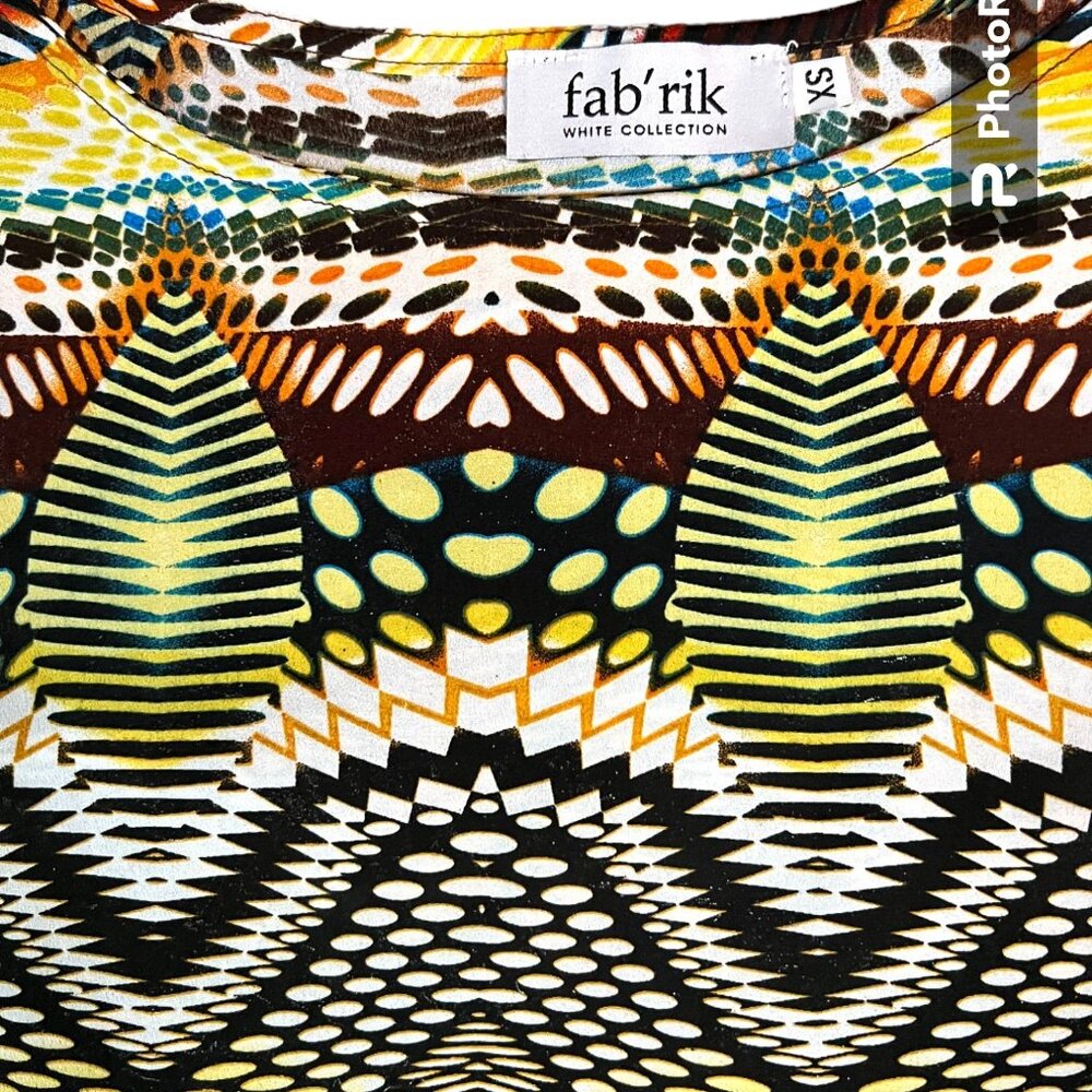 Fab Rik White Collection Colorful Patterned Tunic, Size XS - Picture 6 of 7